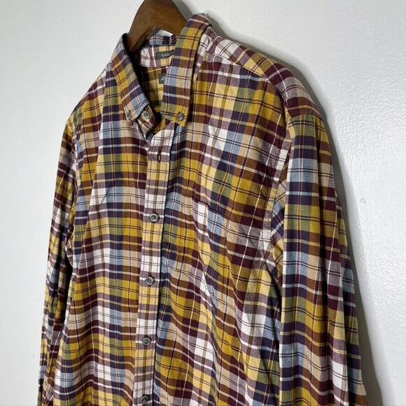 Eddie Bauer Yellow Red Earth Tones Button Up Long Sleeve Size Large Men’s - Picture 2 of 7